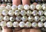 CAA6178 12mm faceted round AB-Color electroplated Tibetan Agate beads