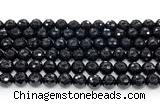 CON125 15.5 inches 8mm faceted round black onyx gemstone beads