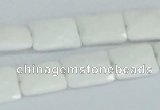 CAA07 15.5 inches 10*14mm faceted rectangle white agate gemstone beads