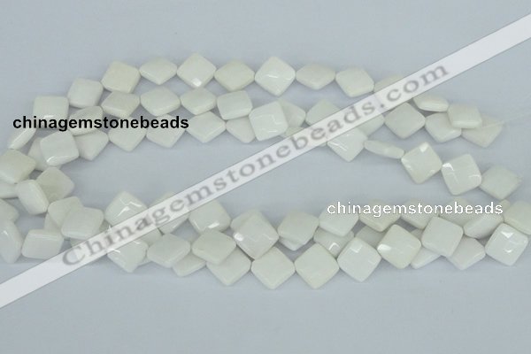 CAA09 15.5 inches 12*12mm faceted diamond white agate gemstone beads