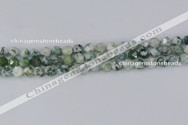 CAA1021 15.5 inches 8mm faceted nuggets tree agate beads