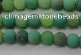 CAA1150 15.5 inches 4mm round matte grass agate beads wholesale