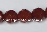 CAA120 15.5 inches 14mm faceted round red agate gemstone beads