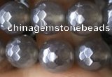 CAA1261 15.5 inches 8mm faceted round AB-color grey agate beads
