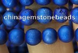 CAA1279 15.5 inches 6mm round matte plated druzy agate beads