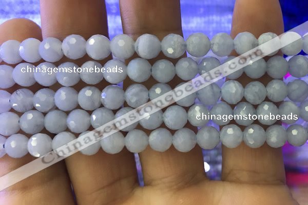 CAA1460 15.5 inches 6mm faceted round blue lace agate beads