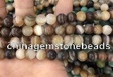 CAA1478 15.5 inches 12mm round matte banded agate beads wholesale