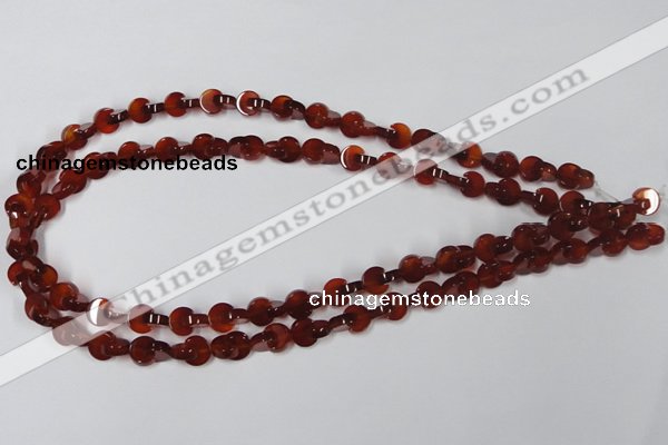 CAA151 15.5 inches 8*8mm curved moon red agate gemstone beads