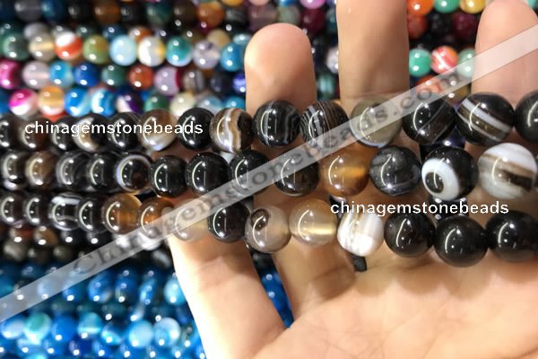CAA1539 15.5 inches 10mm round banded agate beads wholesale
