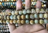 CAA1786 15 inches 10mm faceted round fire crackle agate beads