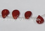 CAA185 Top-drilled 9*13mm flat teardrop red agate gemstone beads