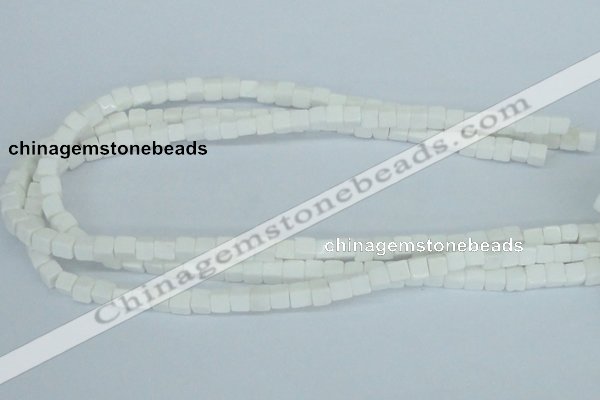 CAA19 15.5 inches 6*6mm cube white agate gemstone beads wholesale