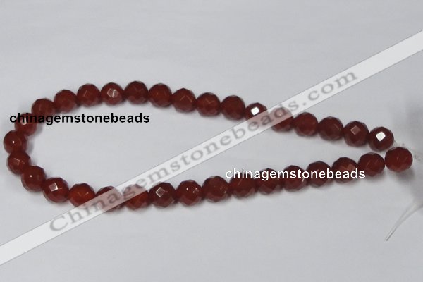 CAA201 15.5 inches 10mm faceted round red agate gemstone beads