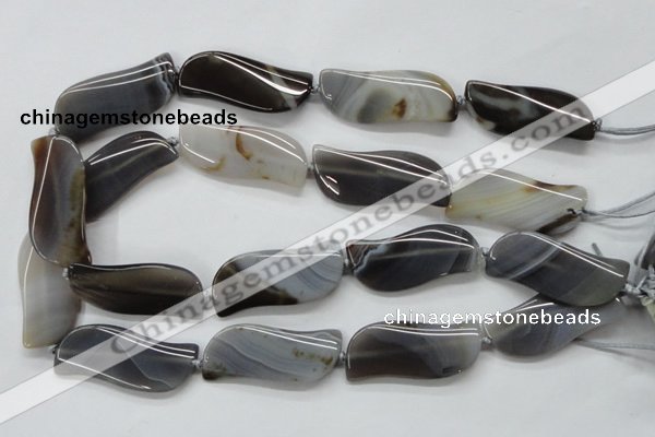CAA236 15.5 inches 18*46mm marquise grey line agate beads