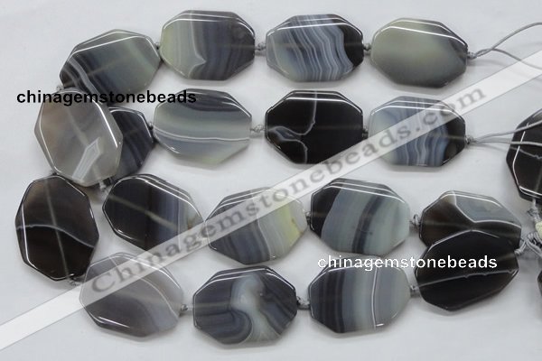 CAA241 15.5 inches 30*40mm octagonal grey line agate beads