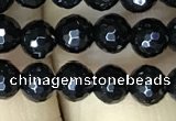 CAA2425 15.5 inches 4mm faceted round black agate beads wholesale