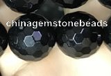 CAA2433 15.5 inches 20mm faceted round black agate beads wholesale