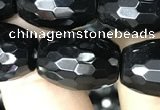 CAA2504 15.5 inches 13*18mm faceted rice black agate beads wholesale