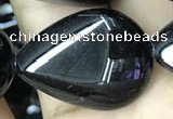 CAA2551 15.5 inches 18*25mm flat teardrop black agate beads wholesale