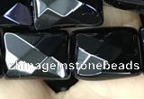 CAA2620 15.5 inches 12*16mm faceted rectangle black agate beads