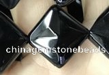 CAA2629 15.5 inches 14*14mm faceted diamond black agate beads