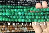 CAA2967 15 inches 8mm faceted round fire crackle agate beads wholesale