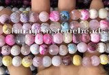 CAA2974 15 inches 8mm faceted round fire crackle agate beads wholesale