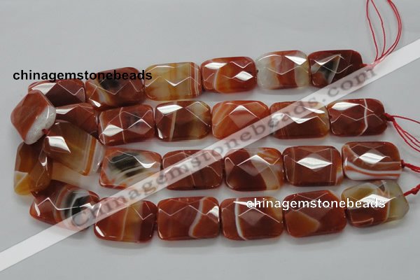 CAA308 15.5 inches 22*30mm faceted rectangle red line agate beads