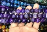 CAA3134 15 inches 12mm faceted round fire crackle agate beads wholesale