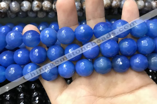 CAA3435 15 inches 14mm faceted round agate beads wholesale