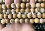 CAA3605 15.5 inches 12mm round yellow crazy lace agate beads