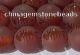 CAA3688 15.5 inches 10mm round matte & carved red agate beads
