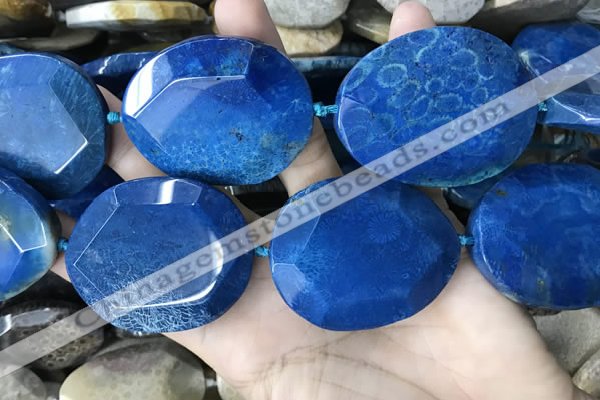 CAA3735 40*50mm - 42*55mm faceted freeform chrysanthemum agate beads