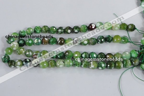 CAA375 15.5 inches 8mm faceted round fire crackle agate beads
