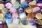 CAA4406 15.5 inches 20mm flat round agate druzy geode beads