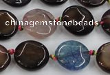 CAA562 15.5 inches 18mm faceted flat round dragon veins agate beads