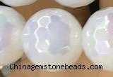 CAA5623 15 inches 12mm faceted round AB-color white agate beads