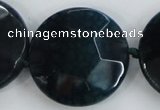 CAA565 15.5 inches 35mm faceted flat round dragon veins agate beads