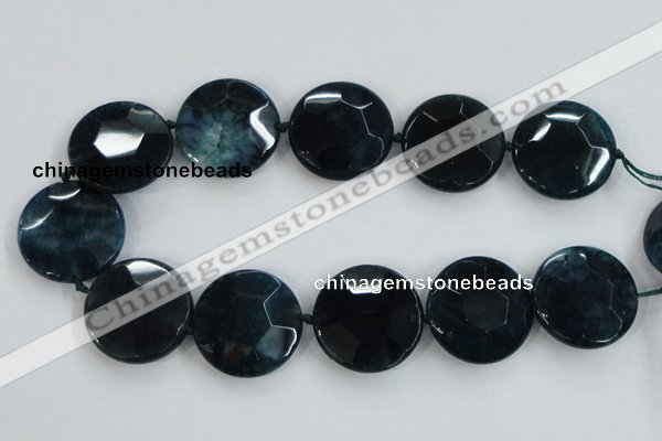 CAA565 15.5 inches 35mm faceted flat round dragon veins agate beads