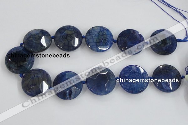 CAA567 15.5 inches 35mm faceted flat round dragon veins agate beads