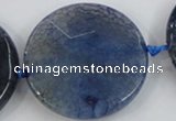 CAA573 15.5 inches 40mm faceted flat round dragon veins agate beads