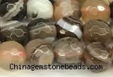 CAA5735 15 inches 6mm faceted round banded agate beads