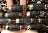CAA5864 14*38mm - 16*43mm rice tibetan agate dzi beads
