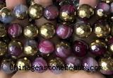 CAA5876 15 inches 6mm,8mm,10mm & 12mm faceted round electroplated banded agate beads