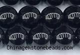 CAA5885 15 inches 8mm round black agate beads, 2mm hole