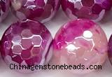 CAA5999 15 inches 14mm faceted round AB-color line agate beads