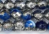 CAA6020 15 inches 6mm faceted round electroplated line agate beads