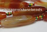 CAA635 15.5 inches 12*40mm faceted rice agate gemstone beads