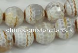 CAA724 15.5 inches 14mm faceted round fire crackle agate beads