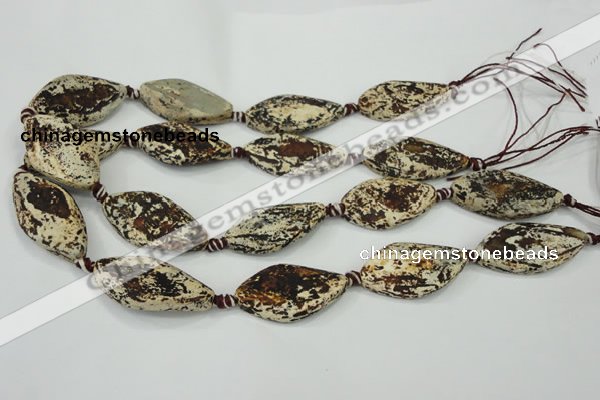 CAA758 15.5 inches 20*40mm twisted marquise wooden agate beads